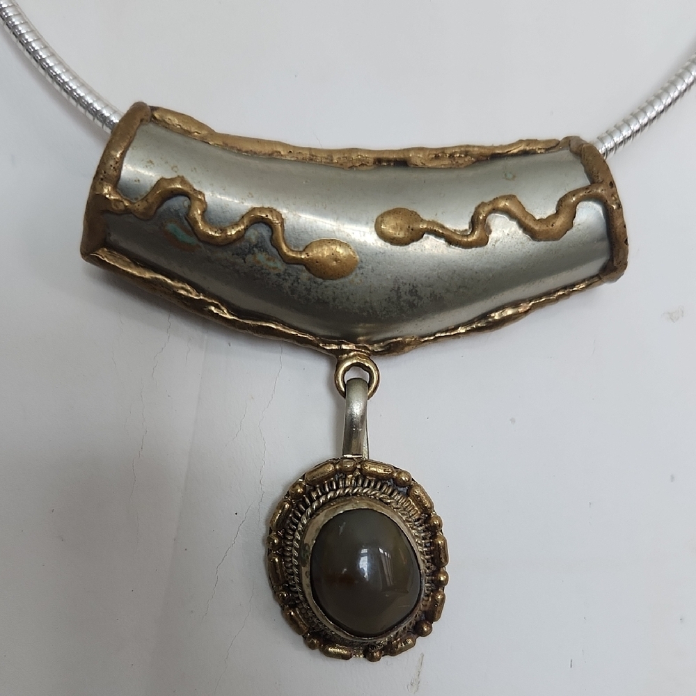 Source Unknown Silver And Gold Wave Necklace - image 2
